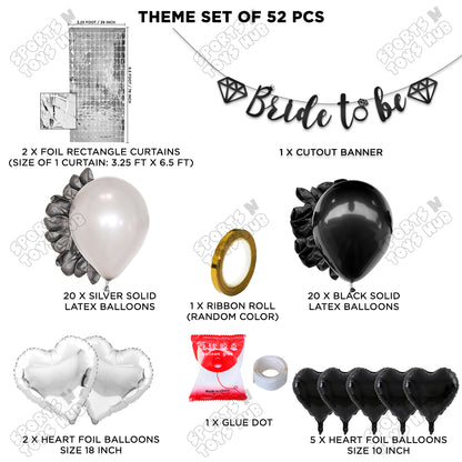 Bride To Be Cursive Banner Theme Collection - Black & Silver
