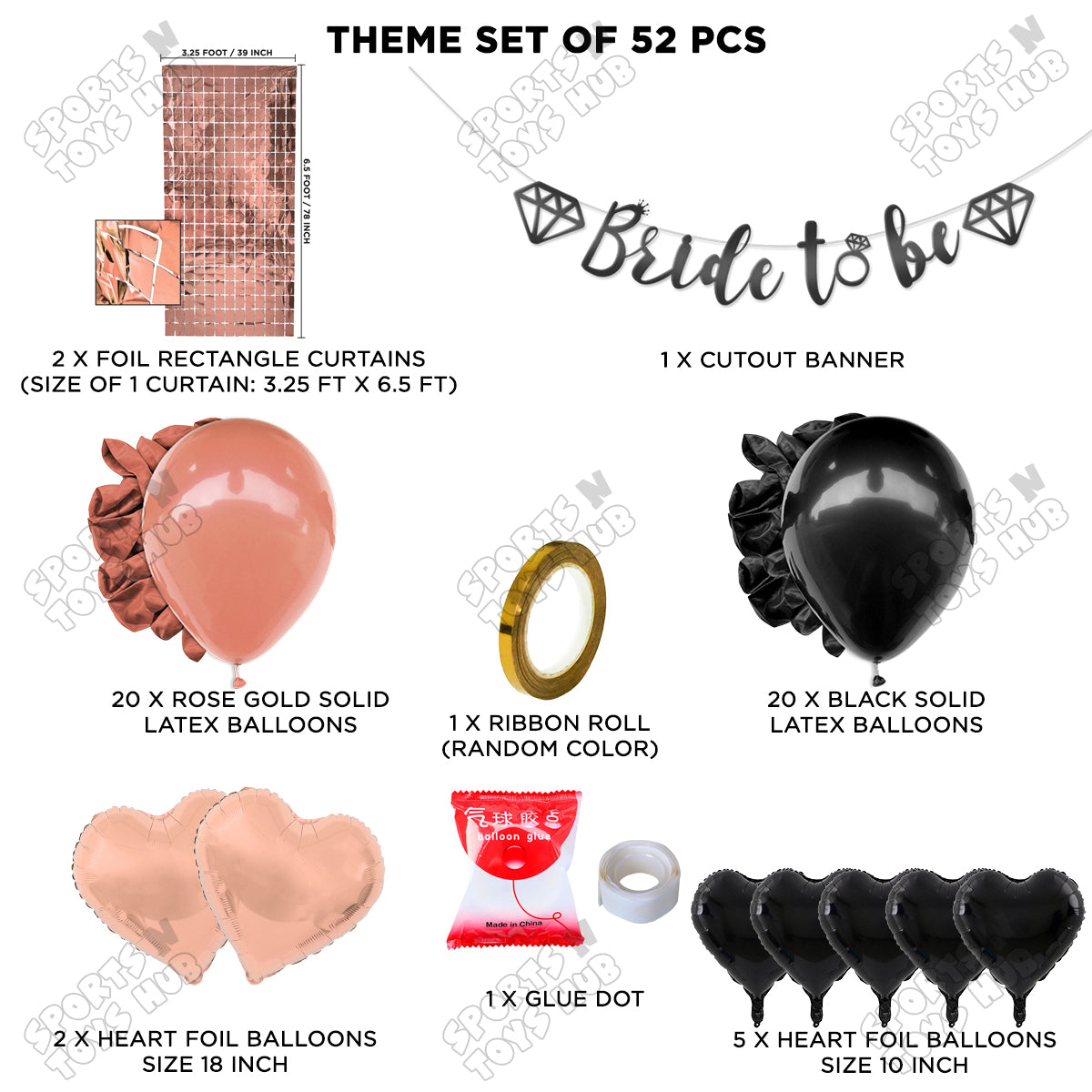 Bride To Be Cursive Banner Theme Collection - Black & Rose Gold