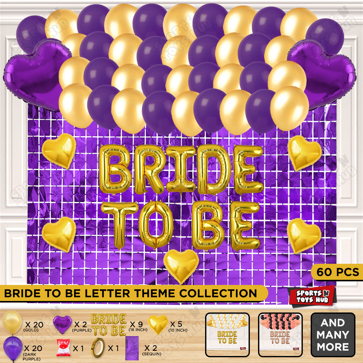 Bride To Be Foil Letters Theme Collection - Dark Purple & Gold