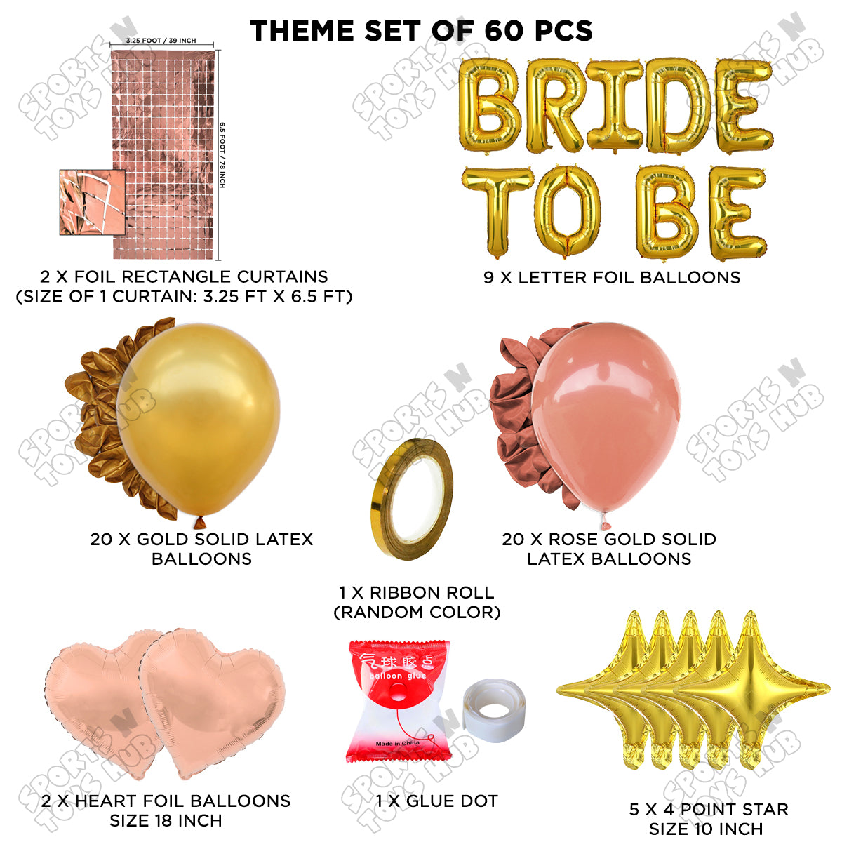 Bride To Be Foil Letters Theme Collection - Gold & Rose Gold