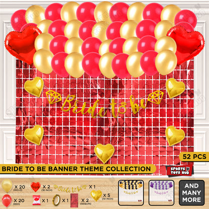 Bride To Be Cursive Banner Theme Collection - Gold & Red