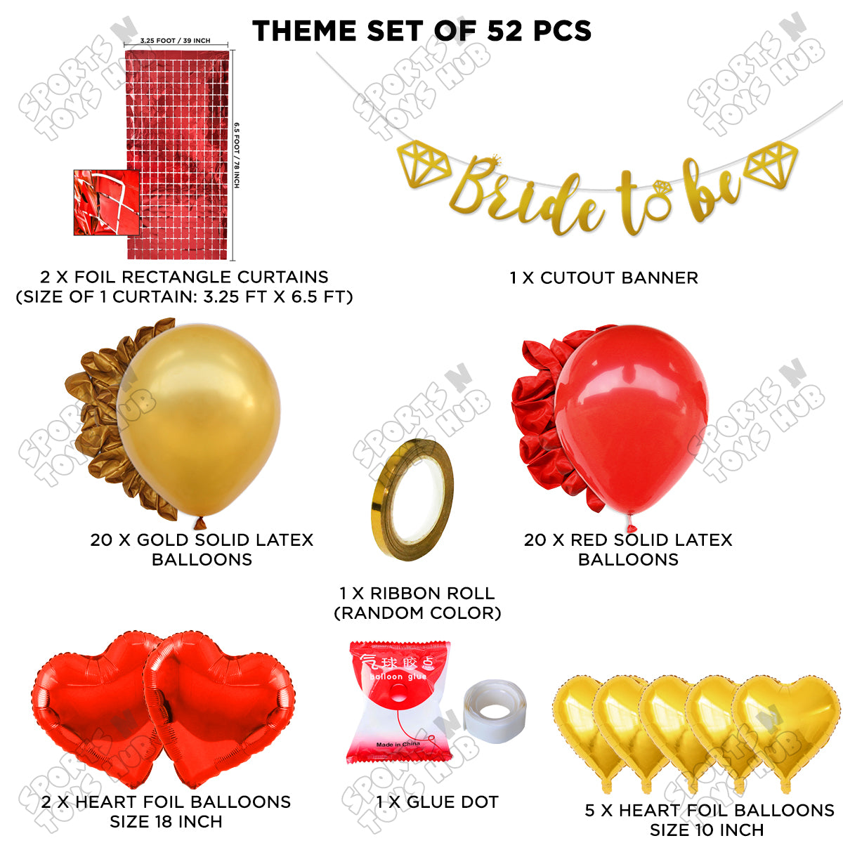 Bride To Be Cursive Banner Theme Collection - Gold & Red