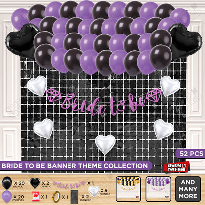 Bride To Be Cursive Banner Theme Collection - Purple & Black