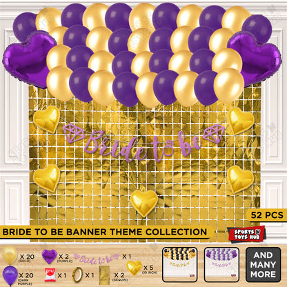 Bride To Be Cursive Banner Theme Collection - Gold & Purple
