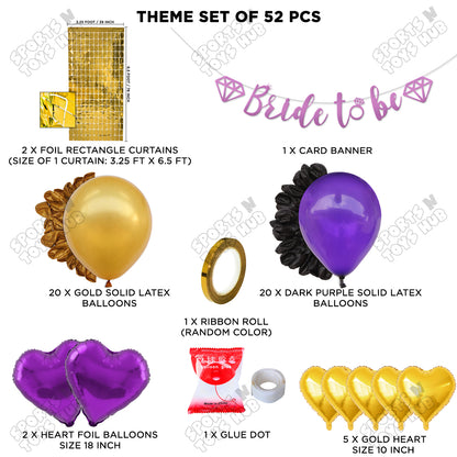 Bride To Be Cursive Banner Theme Collection - Gold & Purple