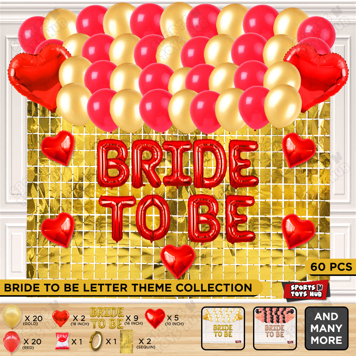Bride To Be Foil Letters Theme Collection - Red & Gold
