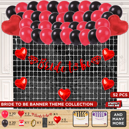 Bride To Be Cursive Banner Theme Collection - Red & Black