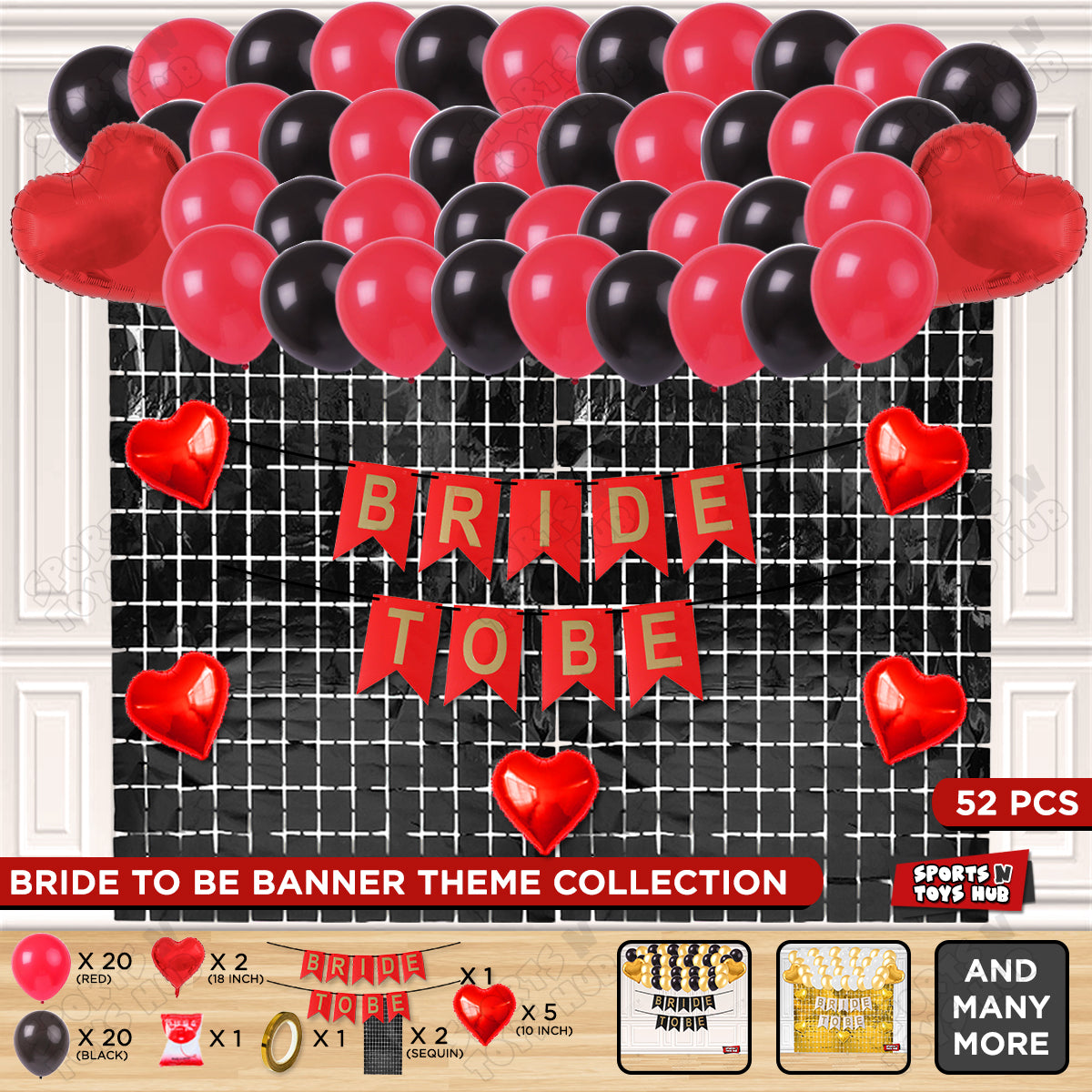Bride To Be Card Banner Theme Collection - Red & Black