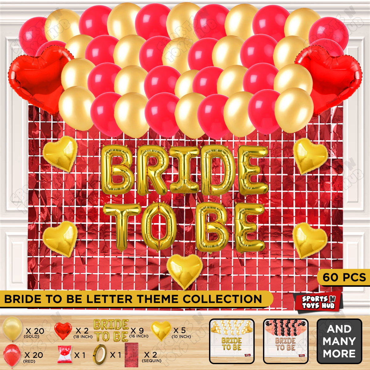 Bride To Be Foil Letters Theme Collection - Gold & Red