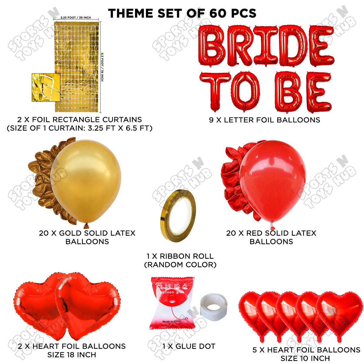 Bride To Be Foil Letters Theme Collection - Red & Gold