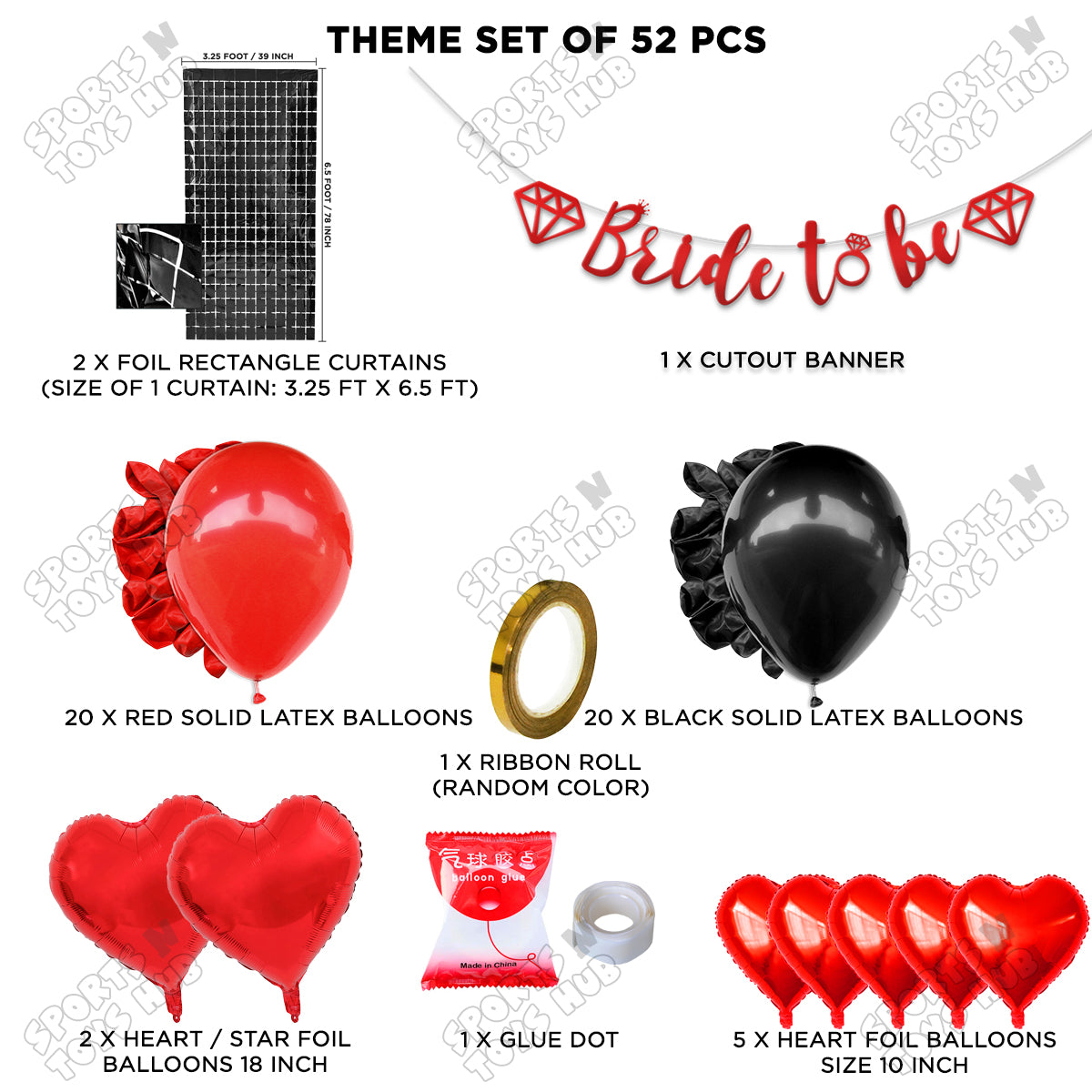 Bride To Be Cursive Banner Theme Collection - Red & Black