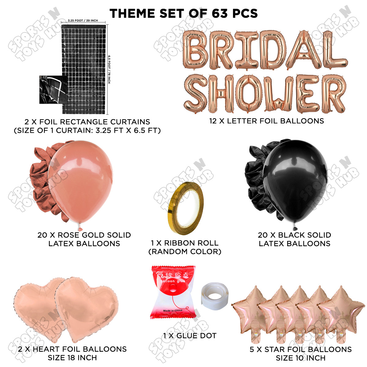 Bridal Shower Foil Letters Theme Collection - Rose Gold & Black