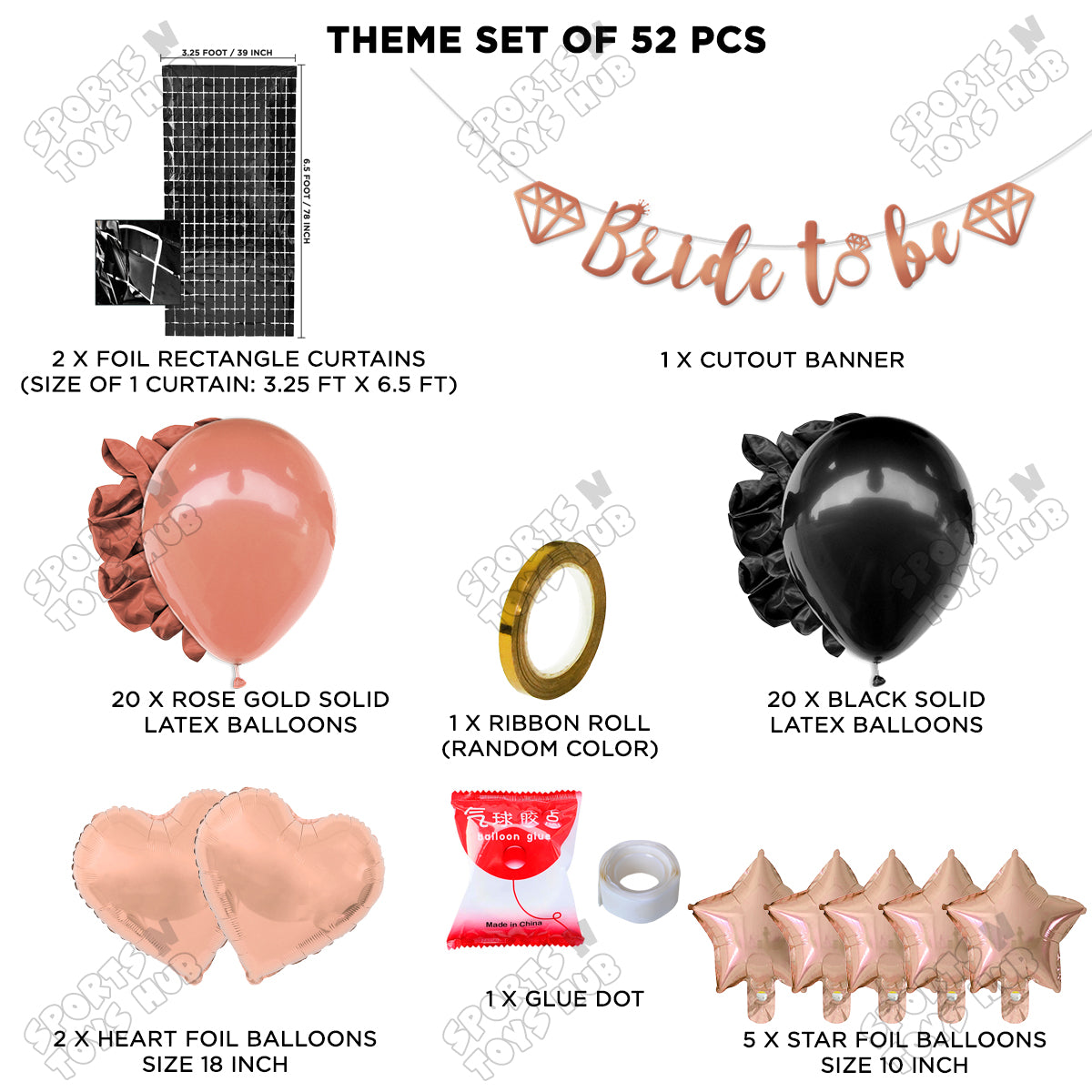 Bride To Be Cursive Banner Theme Collection - Rose Gold & Black