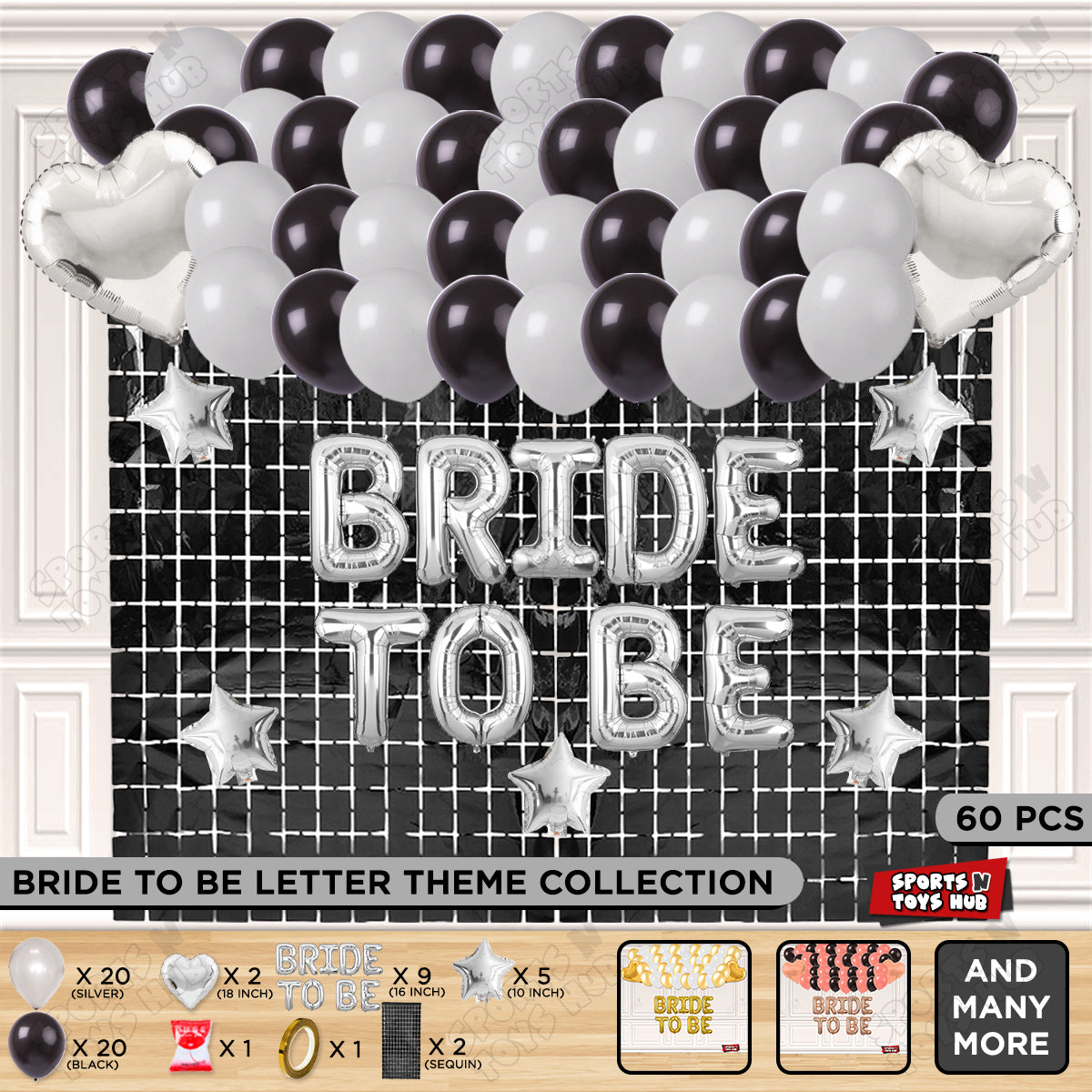 Bride To Be Foil Letters Theme Collection - Black & Silver