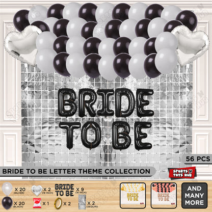 Bride To Be Foil Black Color Letters Theme Collection - Black & Silver