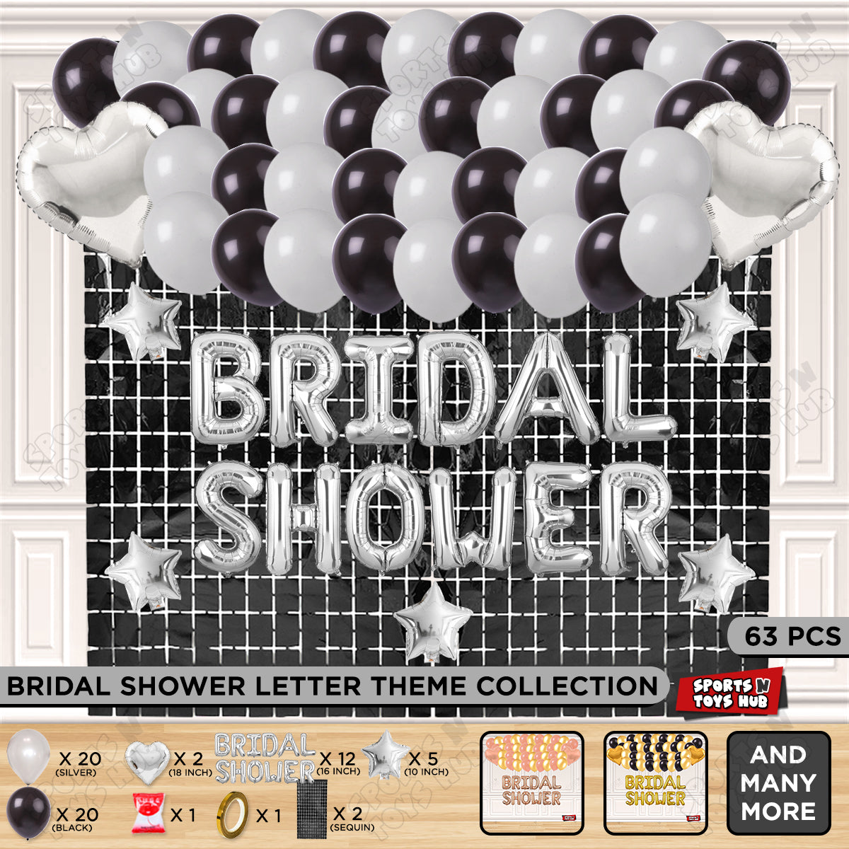 Bridal Shower Foil Letters Theme Collection - Silver & Black