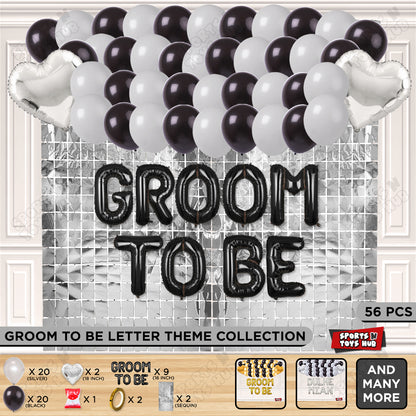 Groom To Be Foil Letter Theme Collection - Black & Silver