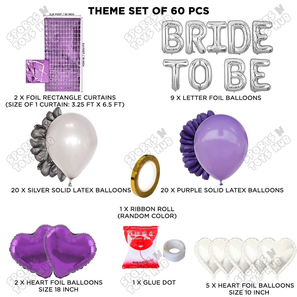 Bride To Be Foil Letters Theme Collection - Silver & Purple