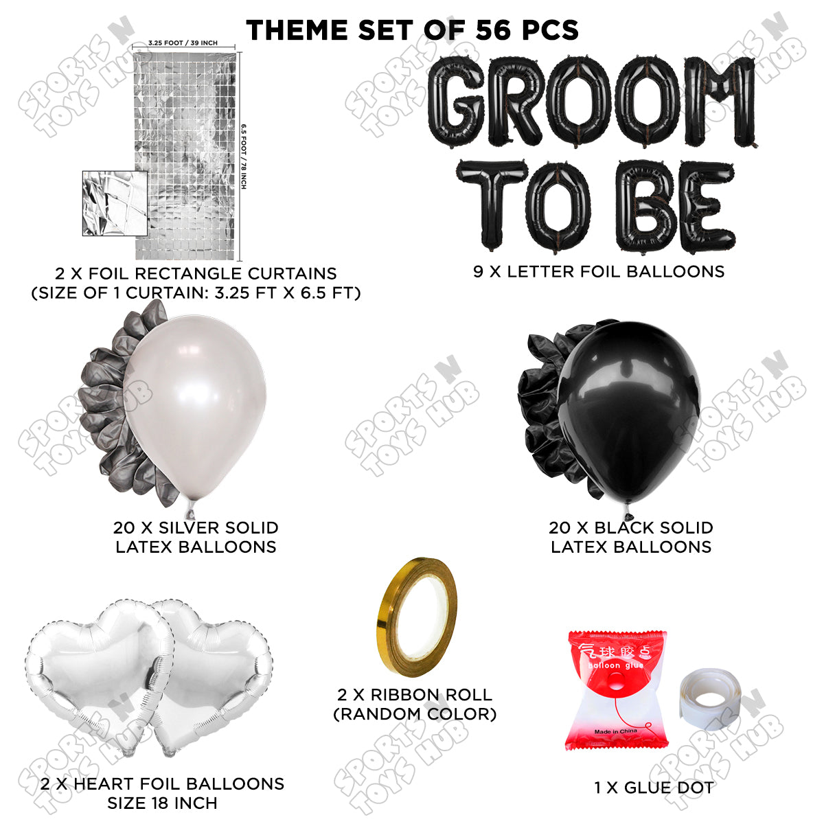 Groom To Be Foil Letter Theme Collection - Black & Silver