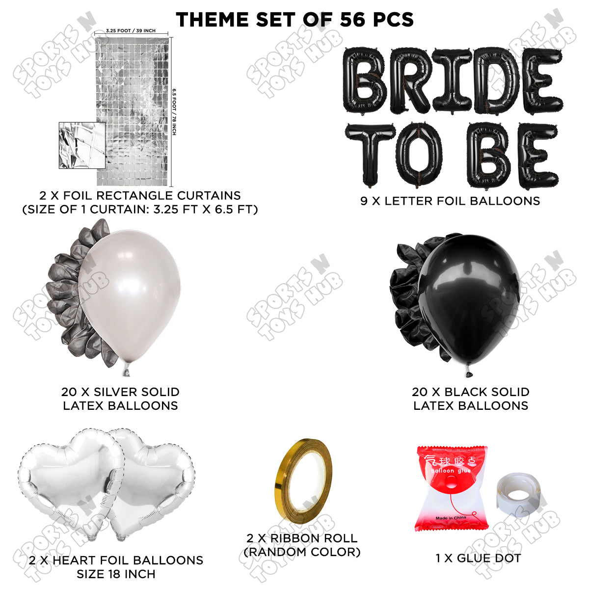 Bride To Be Foil Black Color Letters Theme Collection - Black & Silver