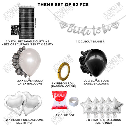 Bride To Be Cursive Banner Theme Collection - Silver & Black