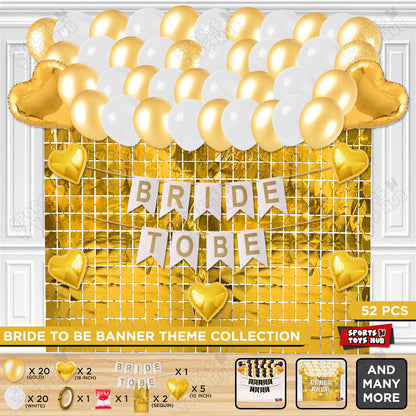 Bride To Be Card Banner Theme Collection - White & Gold