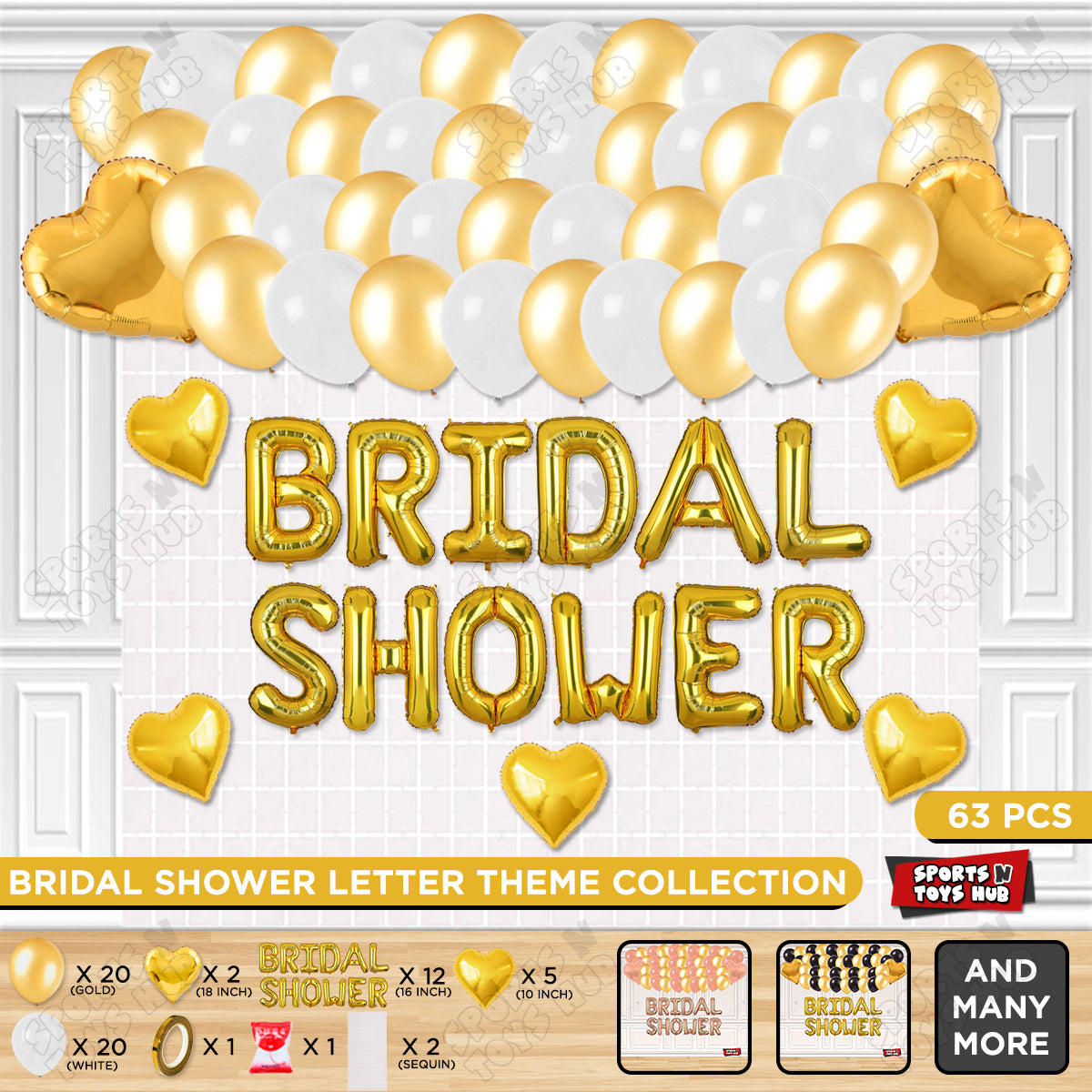 Bridal Shower Foil Letters Theme Collection - Gold & White