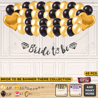 Bride To Be Cursive Banner Theme Collection -  Black & Gold