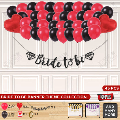 Bride To Be Cursive Banner Theme Collection - Black & Red