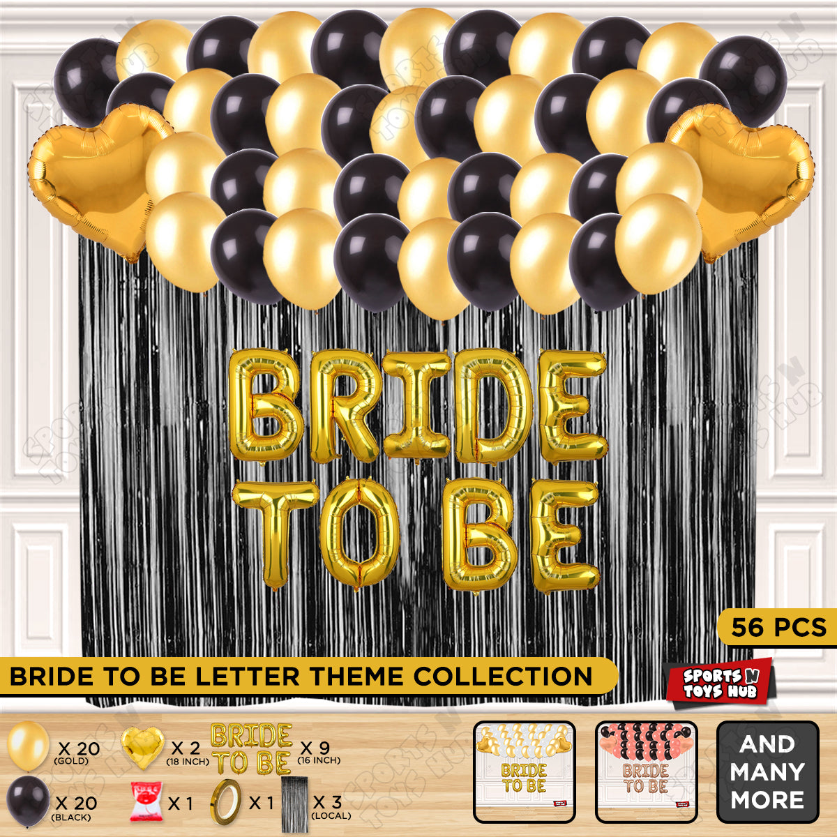 Bride To Be Foil Letters Theme Collection - Black & Gold