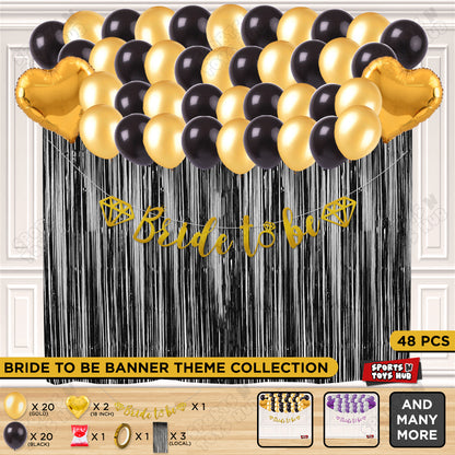 Bride To Be Cursive Banner Theme Collection - Gold & Black