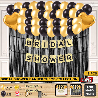 Bridal Shower Shiny Gold Card Banner Theme Collection
