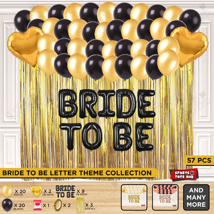 Bride To Be Foil Black Color Letters Theme Collection - Black & Gold