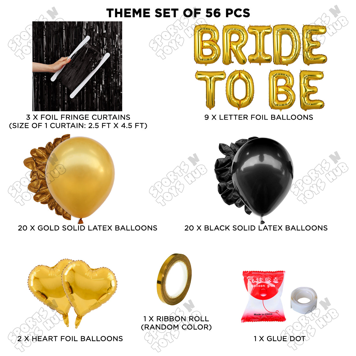 Bride To Be Foil Letters Theme Collection - Black & Gold