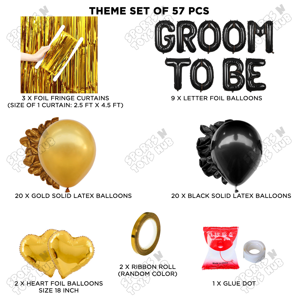 Groom To Be Foil Letter Theme Collection - Black & Gold