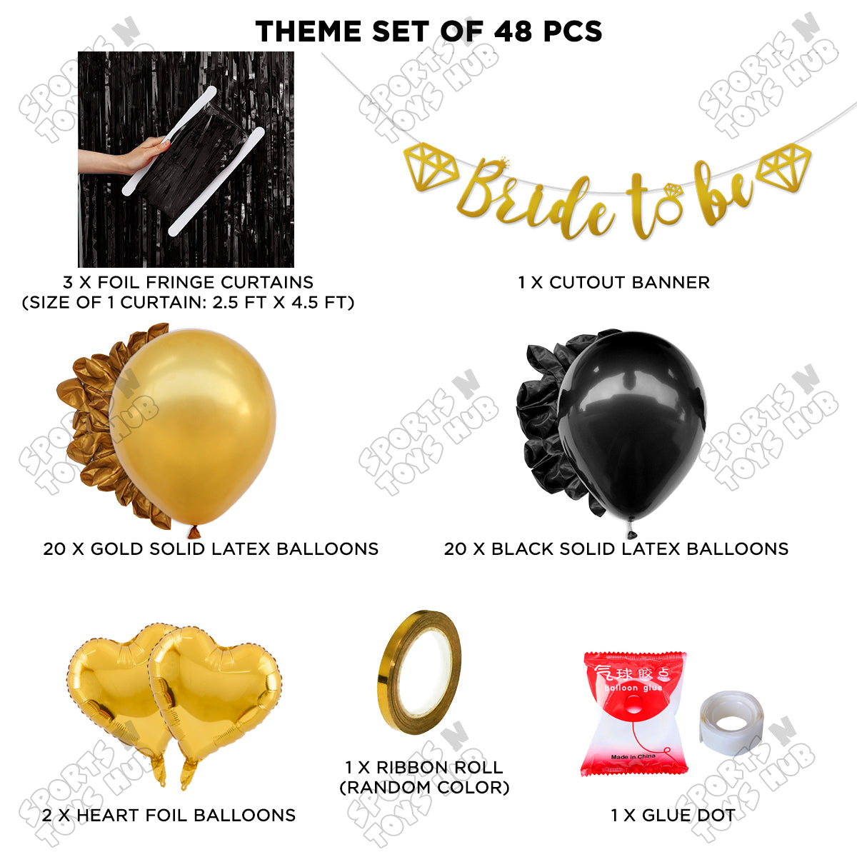 Bride To Be Cursive Banner Theme Collection - Gold & Black