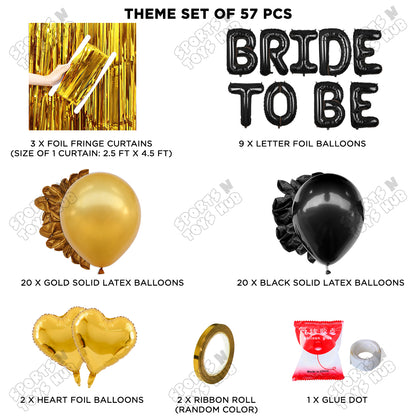 Bride To Be Foil Black Color Letters Theme Collection - Black & Gold
