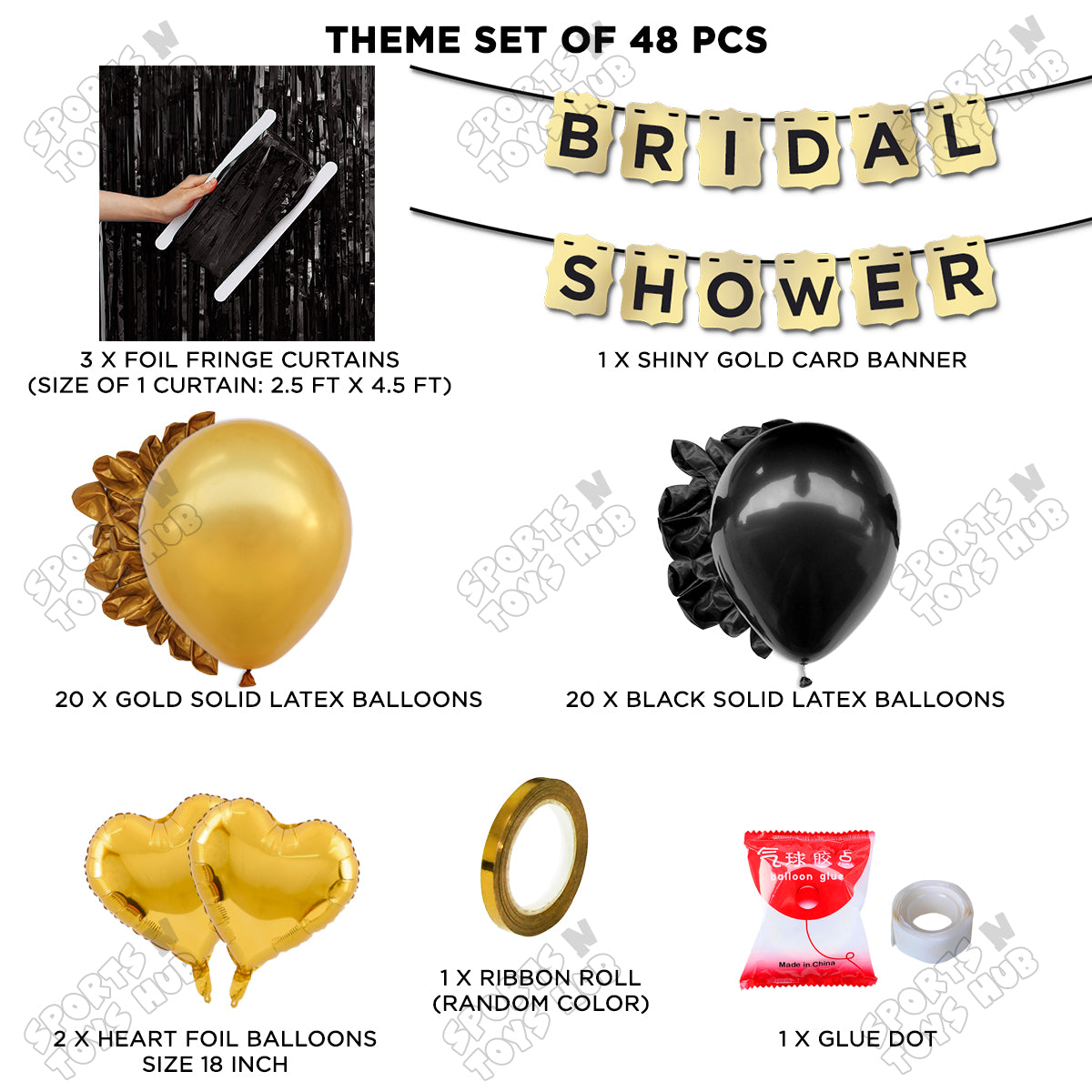 Bridal Shower Shiny Gold Card Banner Theme Collection