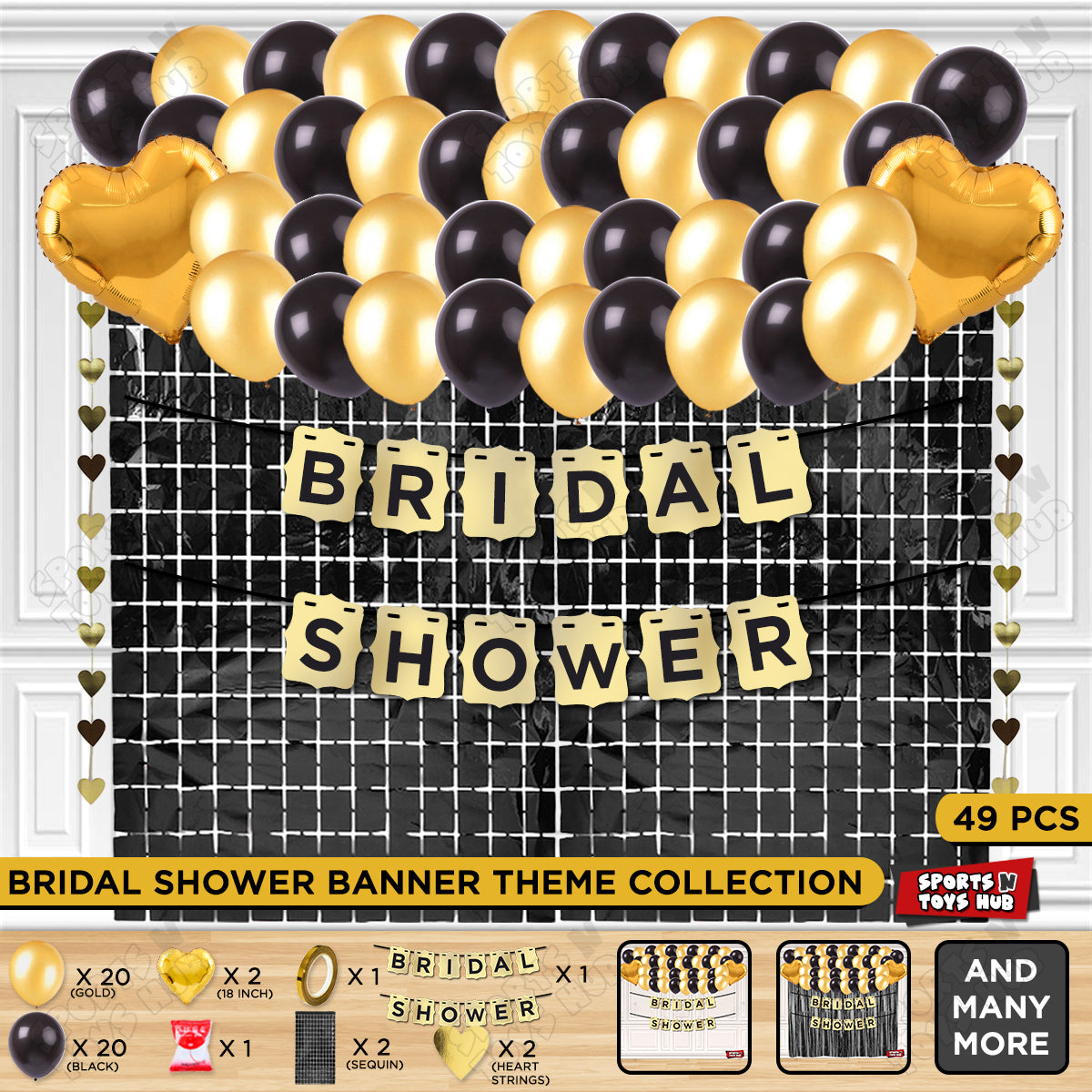Bridal Shower Shiny Gold Card Banner Theme Collection