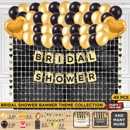 Bridal Shower Shiny Gold Card Banner Theme Collection