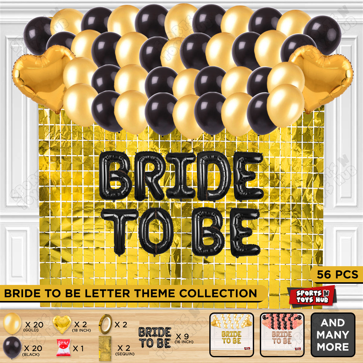 Bride To Be Foil Black Color Letters Theme Collection - Black & Gold