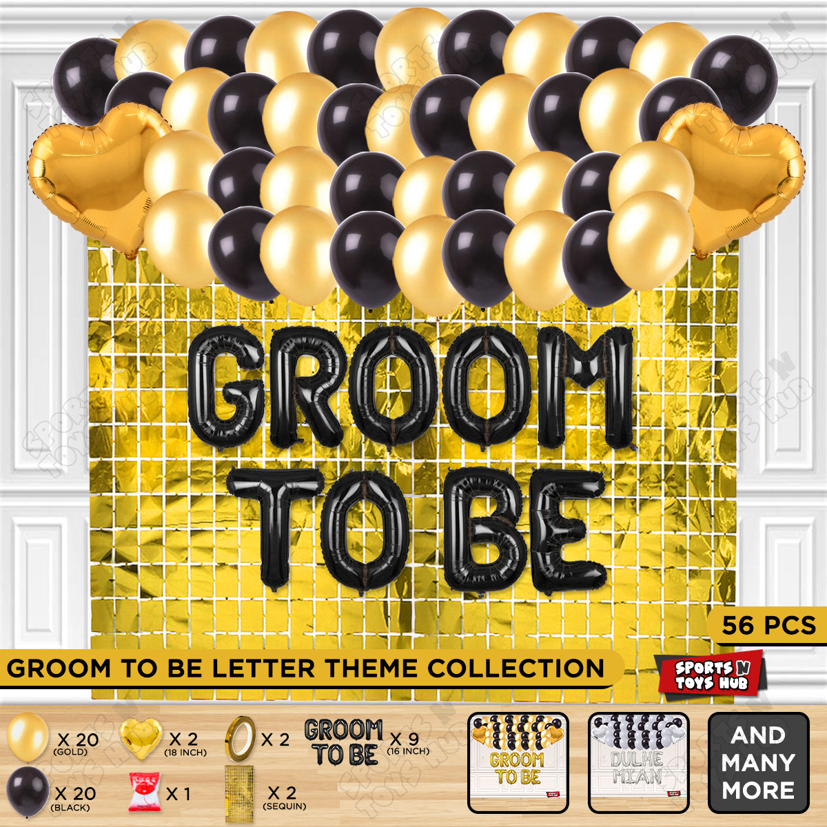 Groom To Be Foil Letter Theme Collection - Black & Gold