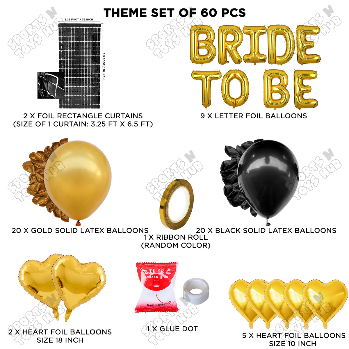 Bride To Be Foil Letters Theme Collection - Black & Gold