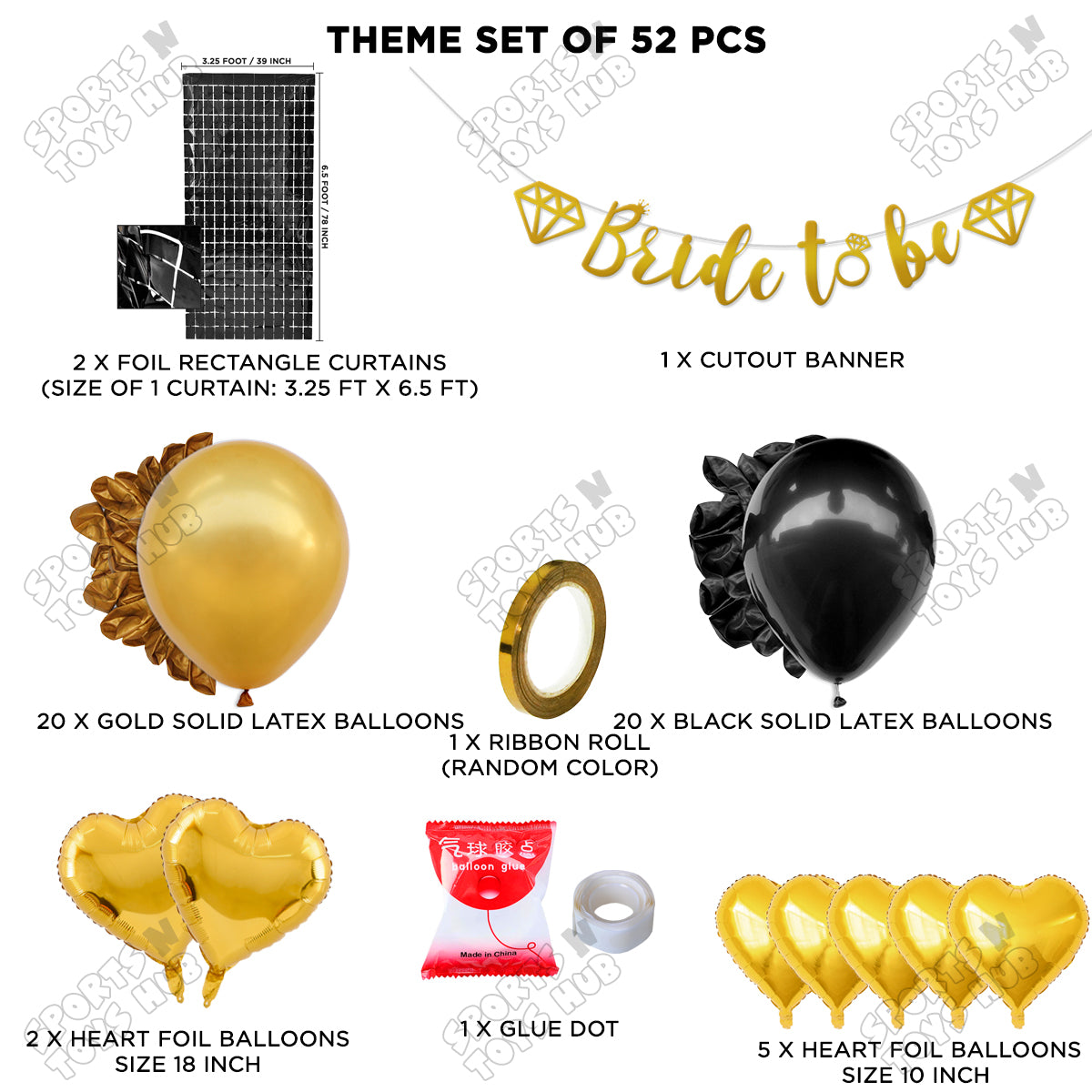 Bride To Be Cursive Banner Theme Collection - Gold & Black