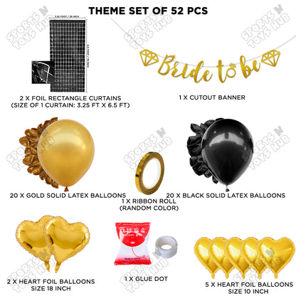 Bride To Be Cursive Banner Theme Collection - Gold & Black