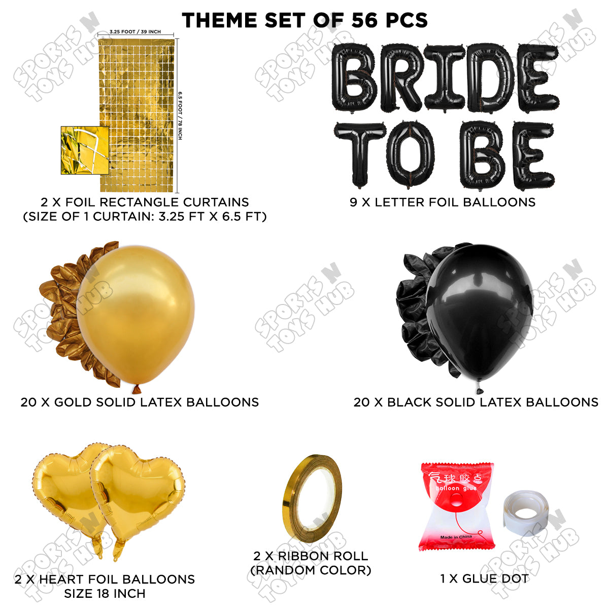 Bride To Be Foil Black Color Letters Theme Collection - Black & Gold