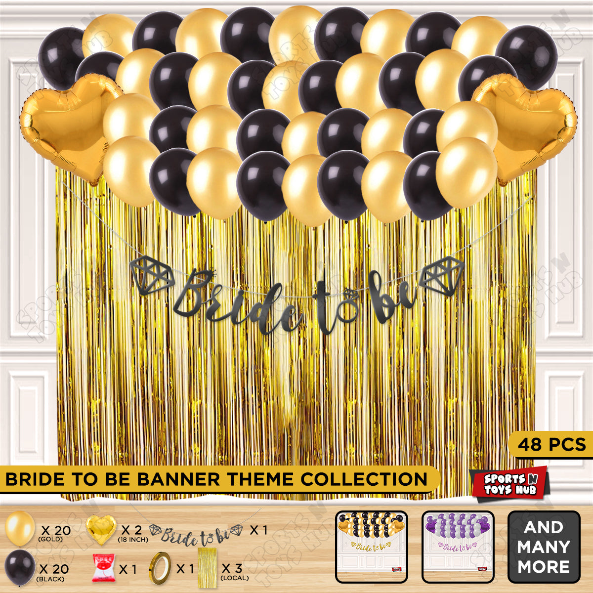 Bride To Be Cursive Banner Theme Collection -  Black & Gold