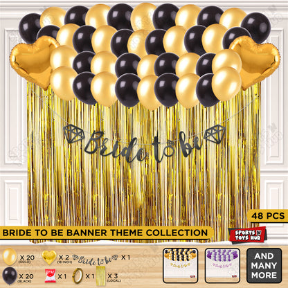 Bride To Be Cursive Banner Theme Collection -  Black & Gold