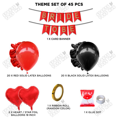 Bride To Be Card Banner Theme Collection - Red & Black