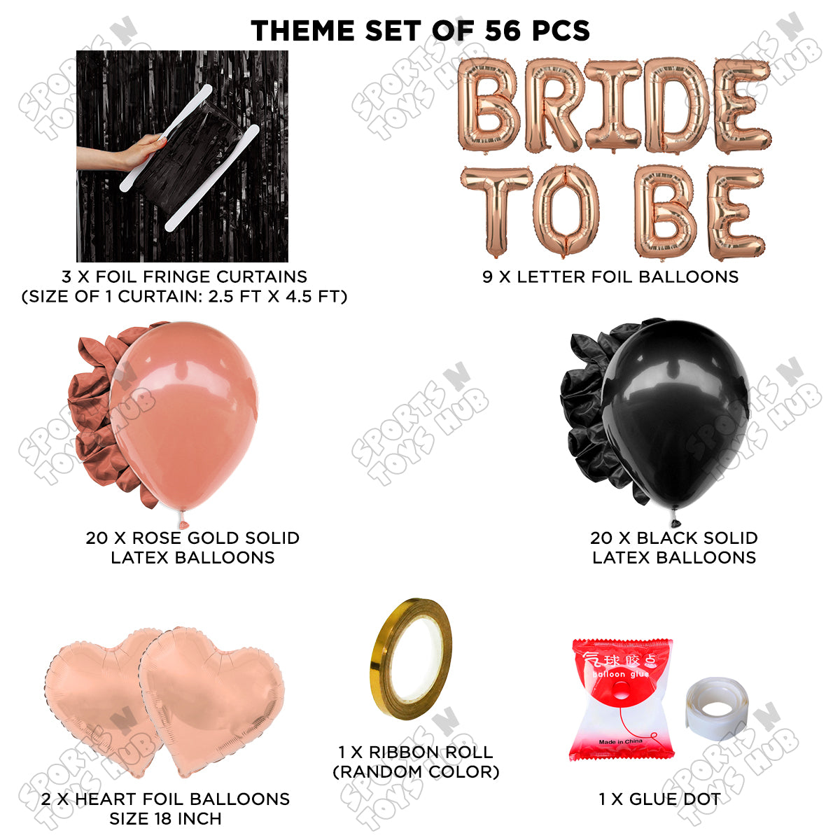 Bride To Be Foil Letters Theme Collection - Black & Rose Gold